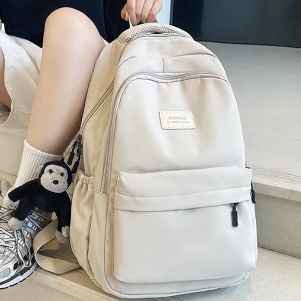 Women's Backpack Solid Color Female Multi-pocket Casual Man Travel Bag High Quality Schoolbag for Teenage Girl Book Knapsack