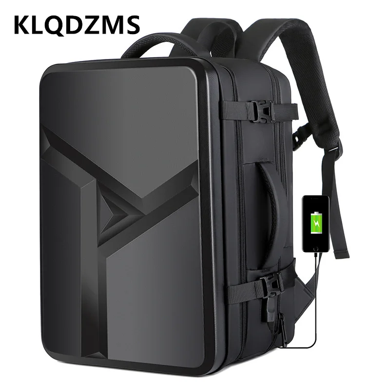 KLQDZMS Hard Shell School Bag ABS Large Capacity Waterproof Business Travel Bag Student Computer Bag USB Charging Backpack