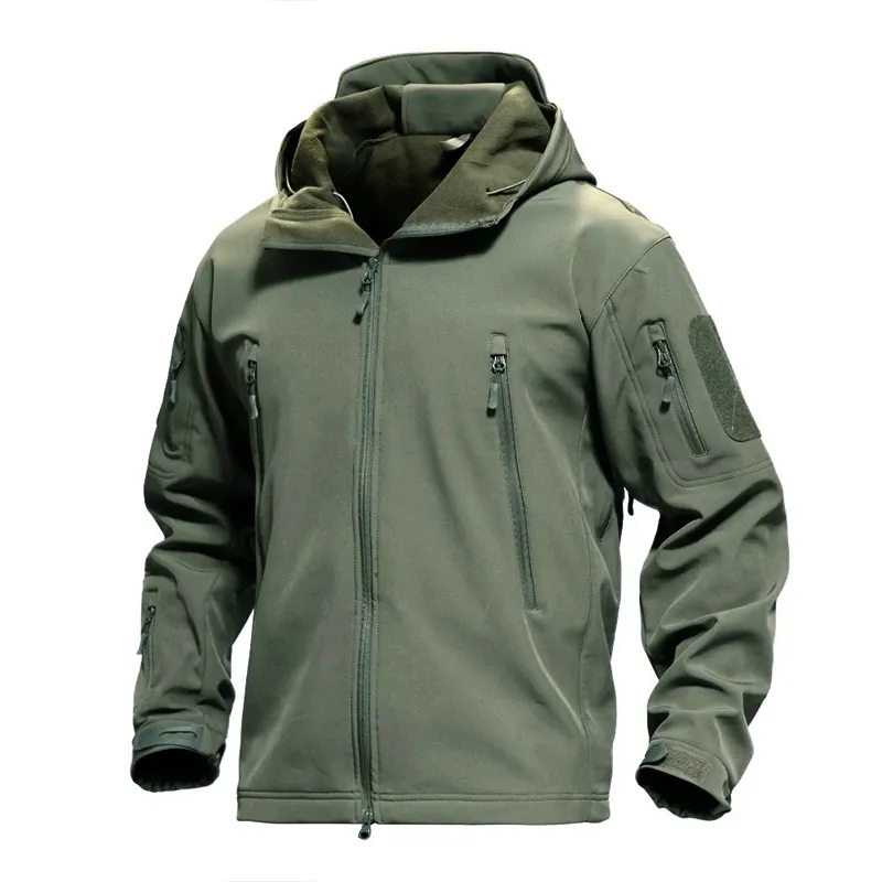2023 Mens Tactical Jacket Hiking Shark Skin Soft Shell Clothes Windbreaker Flight Pilot Hood Military Fleece Field Jacket Pants