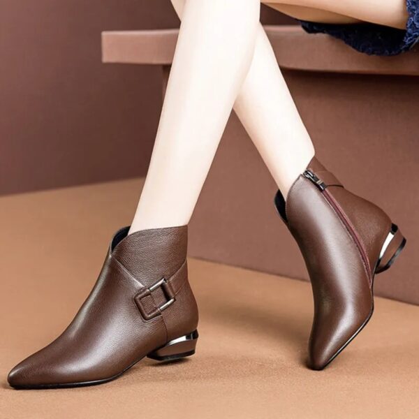 High Quality Women's Boots 2023 Winter Plush Platform Boots Fashion Pointed Toe Zipper Ankle Boots Simple Office Female Shoes
