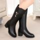 Winter Short Plush Platform Boots 2023 New Fashion Round Toe Women's Knee-High Boots Comfortable Square Heel Lady Mid-calf Boots