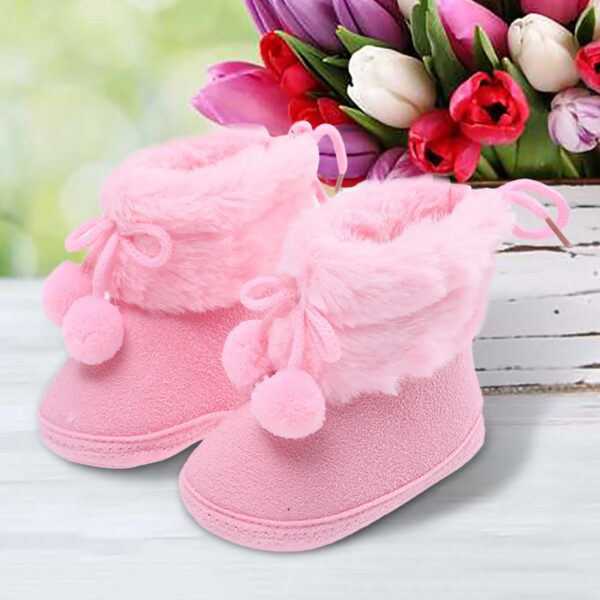 Snow Bow Boots For Baby Toddler Boys Solid Warm Booties Girls Plush Snow Warming Shoes Baby Soft Boots Infant Baby Shoes 유아 부츠