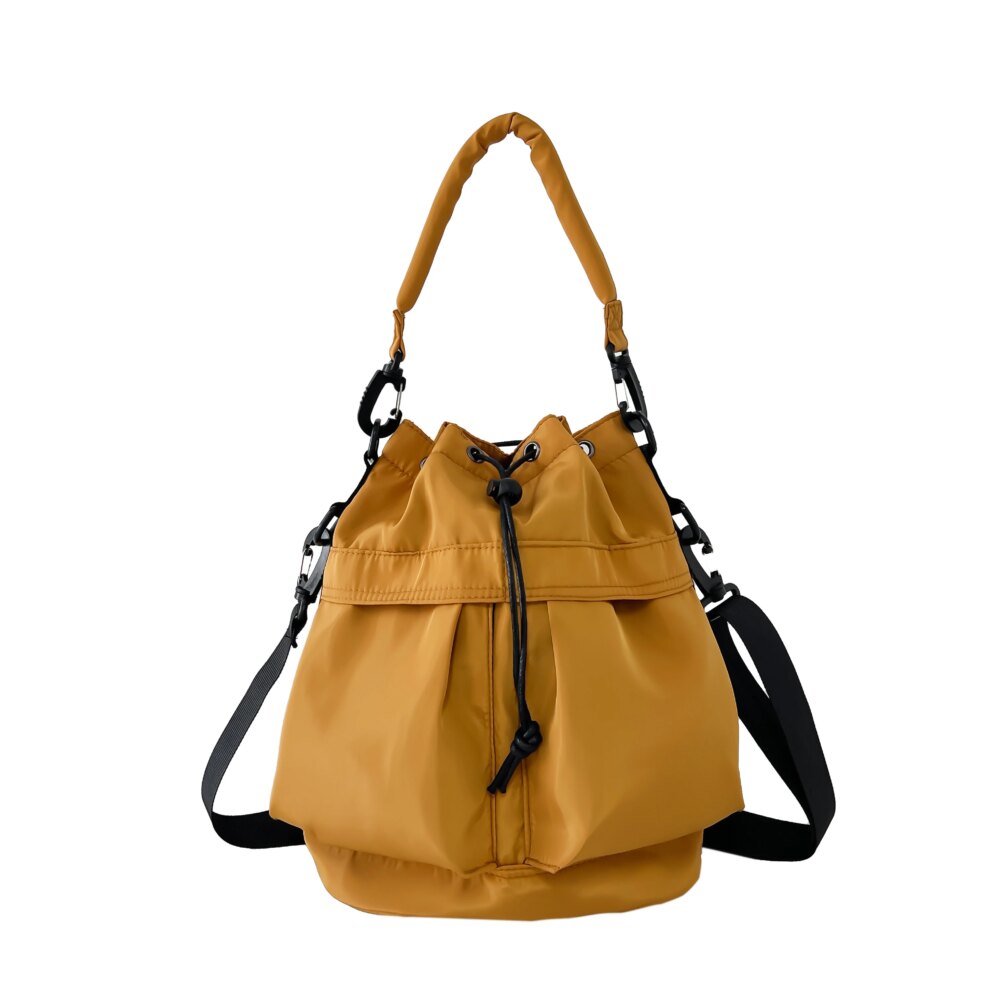 Korean Fashion Nylon Fabric Drawstring Bucket Bag Personalized Versatile Handheld One Shoulder Crossbody Bag for Daily Leisure