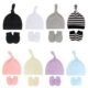 Autumn Spring Baby Hat Gloves Set Infants Anti Scratching Bonnet Cotton Top Knot Hats Cover Suit Newborn Mittens Beanies Cap