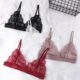 Sexy Lace Triangle Cup Bralette For Woman Thin Transparent Adjustable Deep V With Backless Top Small French Style Chest Bras