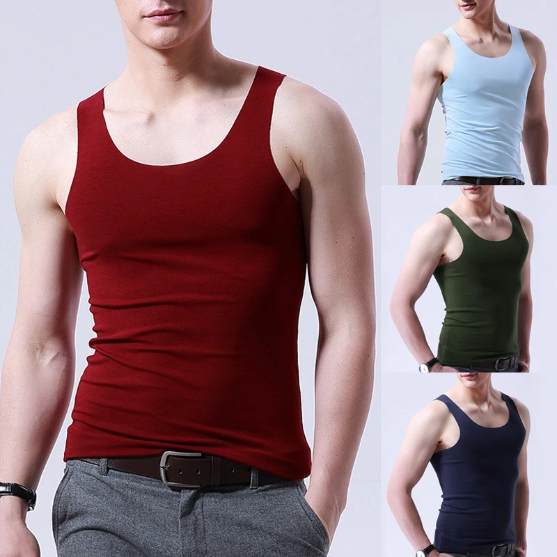 Summer Seamless Mens Solid Tank Tops Ice Silk Tank Top Comfortable Stringer Muscle Sleeveless Top Men  Gym Vest Workout Wear