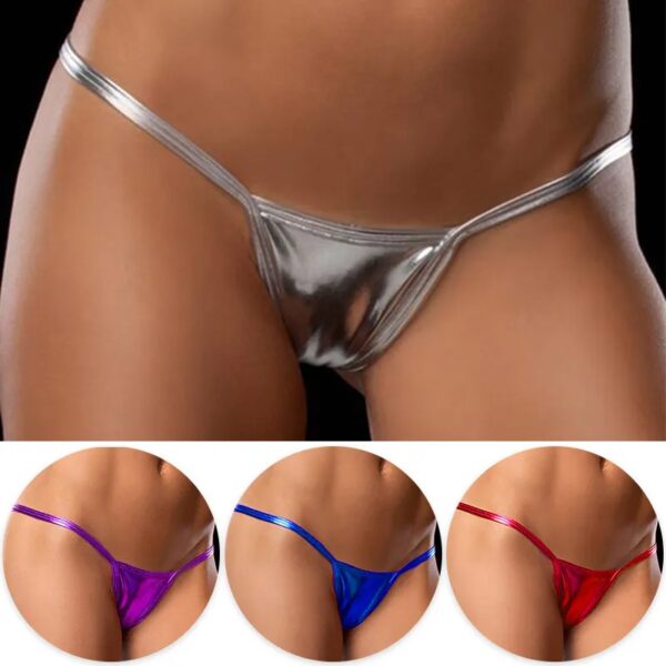Fashion Low-Rise Solid Color Briefs for Women Sexy PU Leather Thongs Femal Panties G-String Comfortable Underwear
